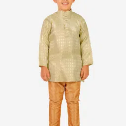Pro-Ethic STYLE DEVELOPER Boys Ethnic Motifs Printed Pure Silk Kurta with Pyjama-picture-53