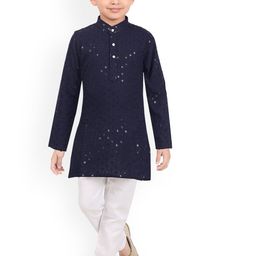 BAESD Boys Ethnic Motifs Embroidered Mandarin Collar Sequinned Kurta with Pyjamas-81