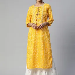 NeshamaKurti Women Bandhani Printed Pure Cotton Kurta with Sharara-picture-24