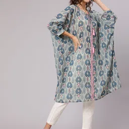 Jaipur Kurti Women Ethnic Motifs Printed Silk Georgette Kurta with Trousers-32