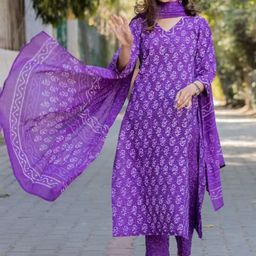 SkyaSia Ethnic Motifs Printed Regular Pure Cotton Kurta With Trouser & With-image-12