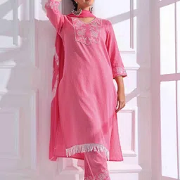 Anouk Women Embroidered Regular Kantha Work Pure Cotton Kurta with Trousers & With Dupatta-picture-55