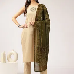 Anouk Women Embroidered Regular Thread Work Pure Cotton Kurta with Trousers & With Dupatta-picture-25