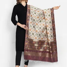 ESCORA Ethnic Motifs Woven Design Dupatta with Zari-picture-7