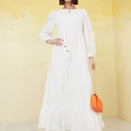 Styli Tie-Up Neck Maxi Dress-picture-24