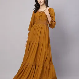 aayu Tie-Up Neck Smocked Maxi Dress-image-89
