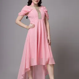 aayu High Neck Short Sleeves Georgette Maxi Dress-picture-21
