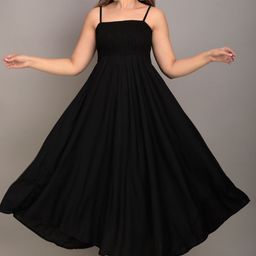 IQRAAR Women Black Solid Fit & Flare Dress-picture-10