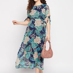 Fashfun Floral Printed Slit Sleeve Chiffon Maxi Dress-37