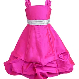 A T U N Fuchsia Fit & Flare Ruffle Dress-40