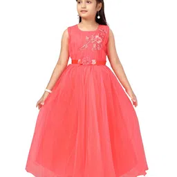 Aarika Red Floral Embroidered Net Maxi Dress-46
