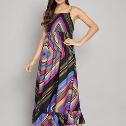 Amagyaa Shoulder Straps Sleeveless Print Maxi Dress-image-85