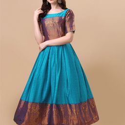Vidraa Western Store Ethnic Motifs Woven Design Jacquard Maxi Dress-image-68