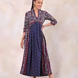 Rustorange Purple Floral Rayon Maxi Dress-picture-10