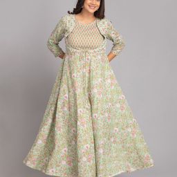 SUTI Floral Printed Maxi Ethnic Dress-image-42