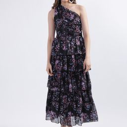 CENTRESTAGE Abstract Printed One Shoulder Layered Maxi Dress-image-0
