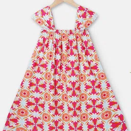 THEONI Girls Ethnic Motifs Printed Square Neck Flared Sleeves Organic Cotton Maxi Dress-image-59