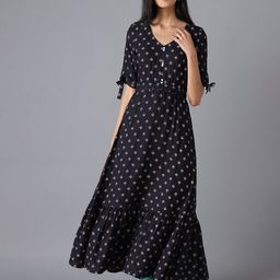 AURELIA Black Ethnic Motifs Maxi Dress-picture-30