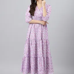 DEEBACO Women's Lavender Layered Maxi Dress-picture-33