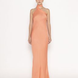 Contemponari Choker Neck Satin Maxi Dress-image-63