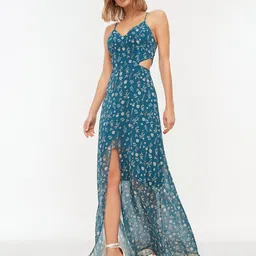 Trendyol Women Blue Floral Maxi Dress-image-20