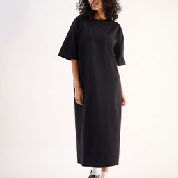 SASSAFRAS BASICS Round Neck Regular Sleeve Oversized Midi Dress-image-78