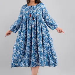 Fashion Zest Women Plus Size Floral Printed Empire Midi Dress-picture-12