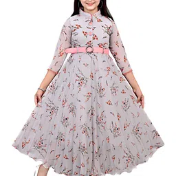 AJIZA GARMENTS Floral Applique Georgette A-Line Maxi Dress-36