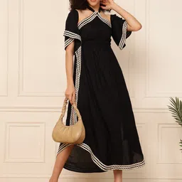 DEEBACO Off-Shoulder Bell Sleeve Flared A-Line Maxi Dress-picture-35