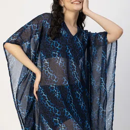 Moomaya Abstract Printed Kimono Sleeve Kaftan Maxi Dress-17