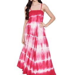 Aawari Pink & White Tie and Dye Maxi Dress-picture-31