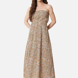 ALL WAYS YOU Floral Printed Strapless A-line Maxi Dress-picture-4