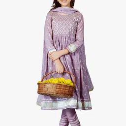 Jilmil Geometric Printed Gotta Patti Anarkali Kurta With Pyjama And Dupatta-image-48