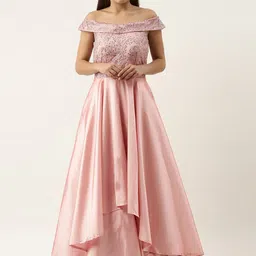 Ethnovog Pink Embellished Off-Shoulder Maxi Dress-picture-12