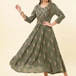 NAYRAH Ethnic Motifs Printed Round Neck Fit & Flare Maxi Dress-28