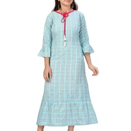 Aarika Girls Firozi Self Design Maxi Dress-image-48