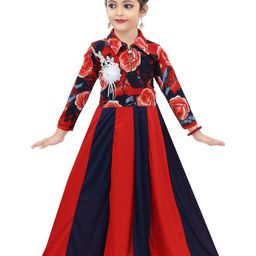 BAESD Girls Floral Printed Satin Maxi Dress-image-38