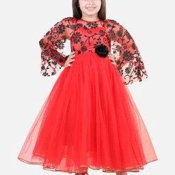 Toy Balloon kids Girls Floral Embroidered Flared Sleeves Corsage Detailed Gown Dress-picture-39