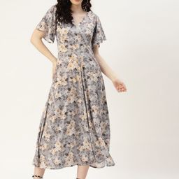 Sleek Italia Floral Print Flared Sleeve Fit & Flare Maxi Dress-image-71