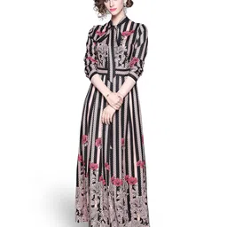 JC Collection Black & Pink Floral Maxi Dress-image-99
