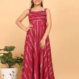 Ethnovog Foil Printed A-line Maxi Dress-image-44
