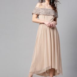 STREET 9 Women Peach-Coloured Embellished Maxi Dress-picture-12
