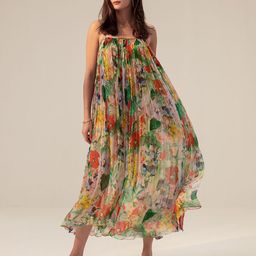 REENA SHARMA Floral Print Chiffon A-Line Maxi Dress-image-45