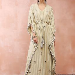 Payal Singhal Ethnic Motif Woven Design Georgette Maxi Kaftan Dress-image-6
