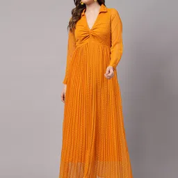 aayu Shirt Collar Georgette Maxi Dress-picture-11