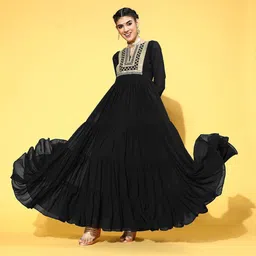 FashTown Georgette Maxi Ethnic Dress-picture-37
