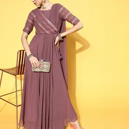 FashTown Georgette Maxi Ethnic Dress-picture-55
