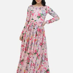 SCORPIUS Floral Print Georgette Maxi Dress-image-32