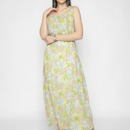 250 DESIGNS Floral Printed Shoulder Straps Gathered A-Line Maxi Dress-picture-28