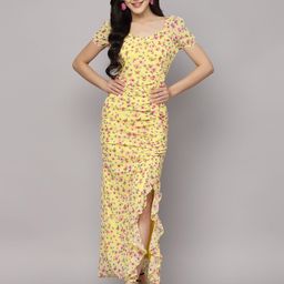 aayu Floral Printed Sweetheart Neck Sheath Maxi Dress-image-64